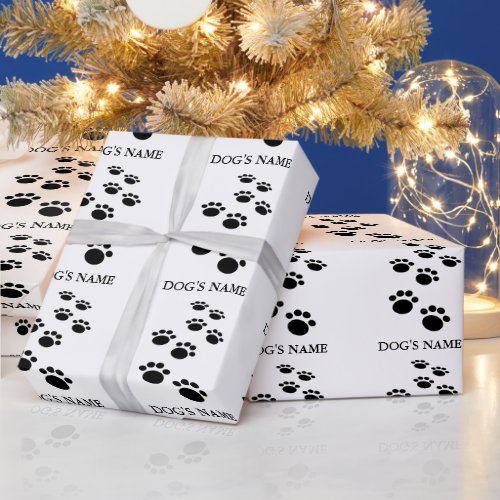 Dogs Pawprint Trail Wrapping Paper