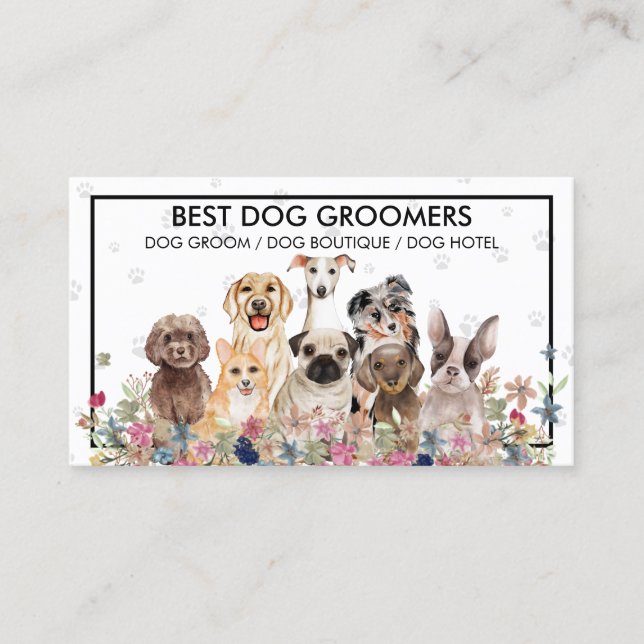 Dogs Paws Frame Clear Business Card (Front)