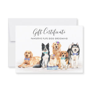 Dogs Pet Care Dog Trainer Groomer Gift Certificate