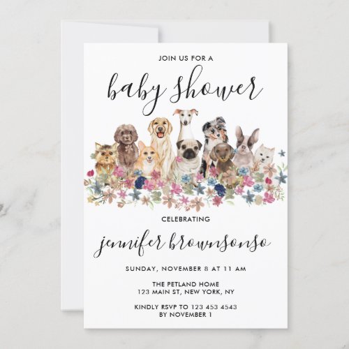 Dogs Pet Family celebration Baby Shower Invitation