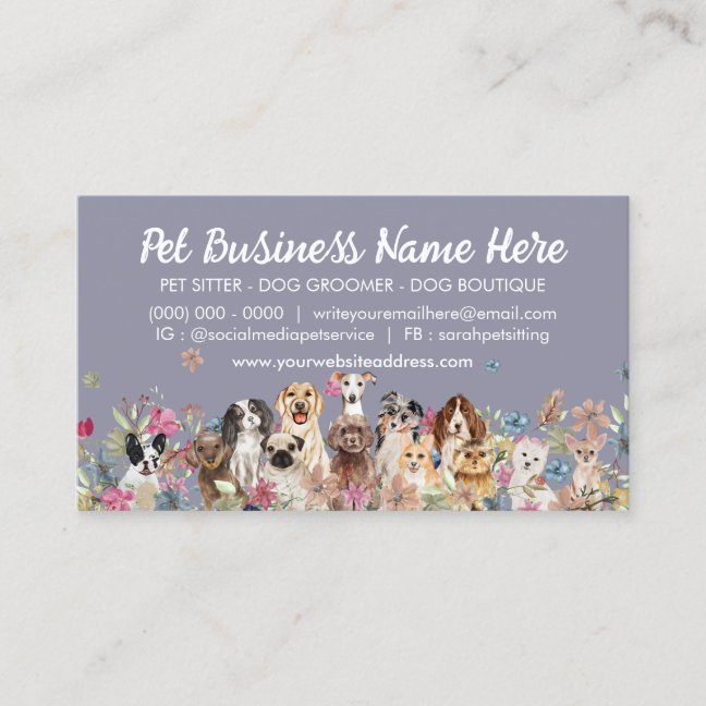 Dogs Pet Sitting Groomer Walker Trainer Business Card