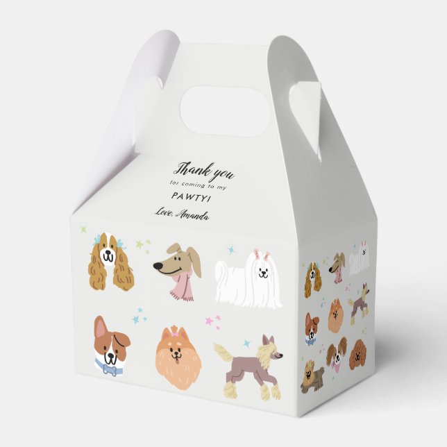 Dogs Pets Kids Birthday Party Favor Boxes (Front Side)