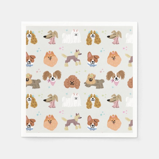 Dogs Pets Kids Birthday Party Napkins (Front)
