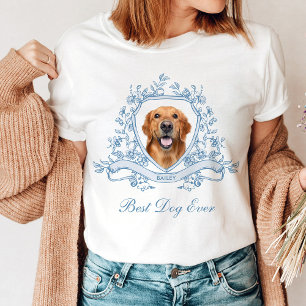 Dog's Photo in a Chinoiserie Crest Best Dog Ever T-Shirt