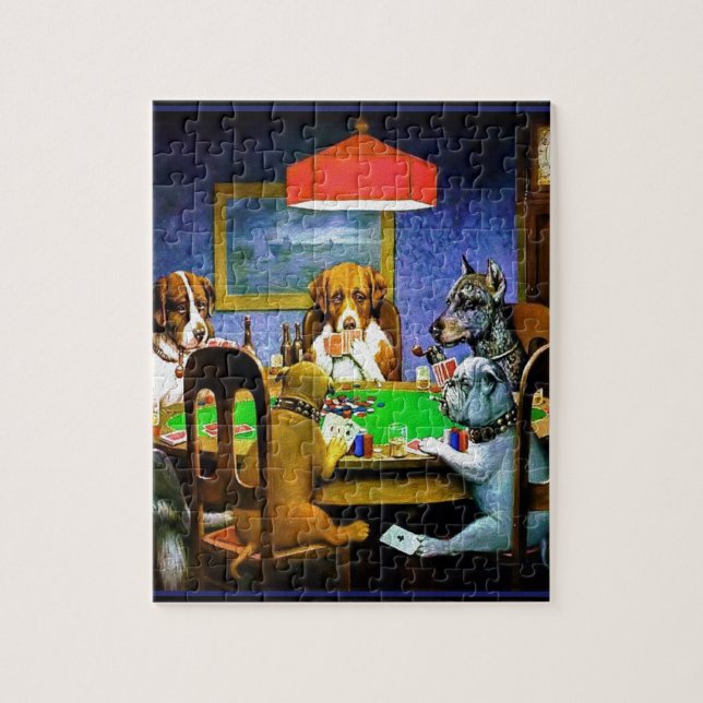 Dogs Playing a Game of Poker Jigsaw Puzzle (Vertical)