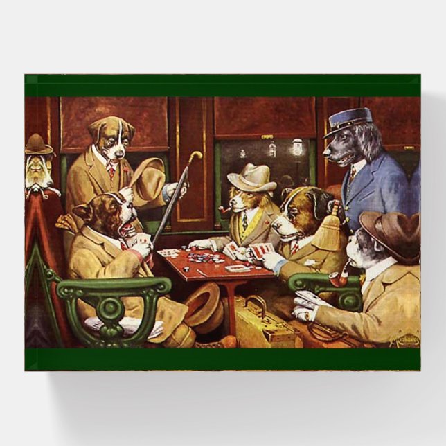 Dogs Playing Cards  Paperweight (Front)