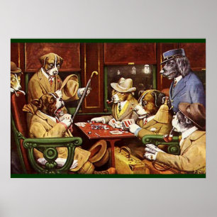 Dogs Playing Cards poster