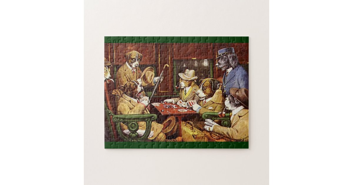 dogs playing cards puzzle zazzle com office christmas party invitations