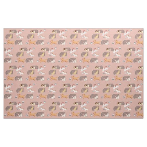 Dogs playing football team fabric