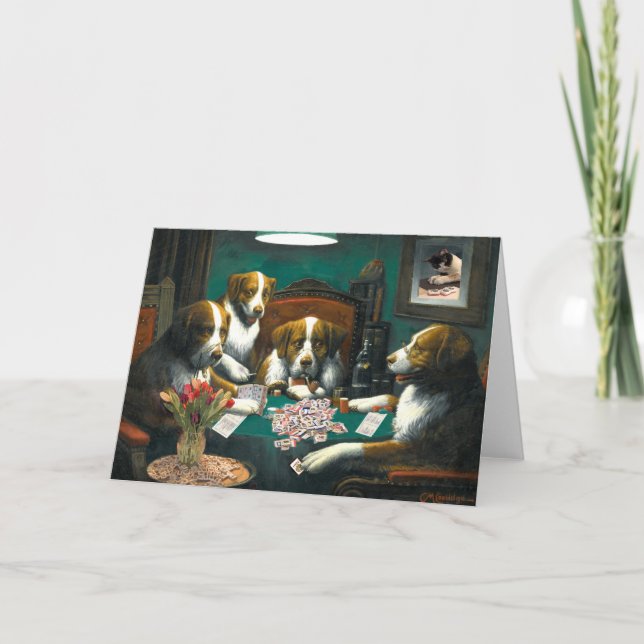 Dogs Playing Mah Jongg Notecard (Front)