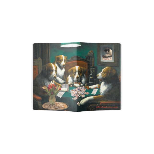 Dogs Playing Mah Jongg Passport Cover (Opened)