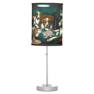 Dogs Playing Mahj Table Lamp