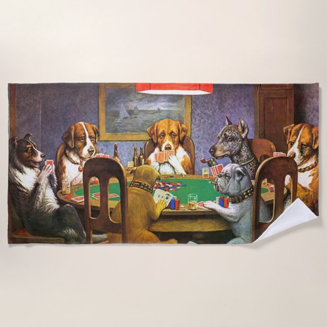 Dogs Playing Poker A Friend In Need Beach Towel (Front)