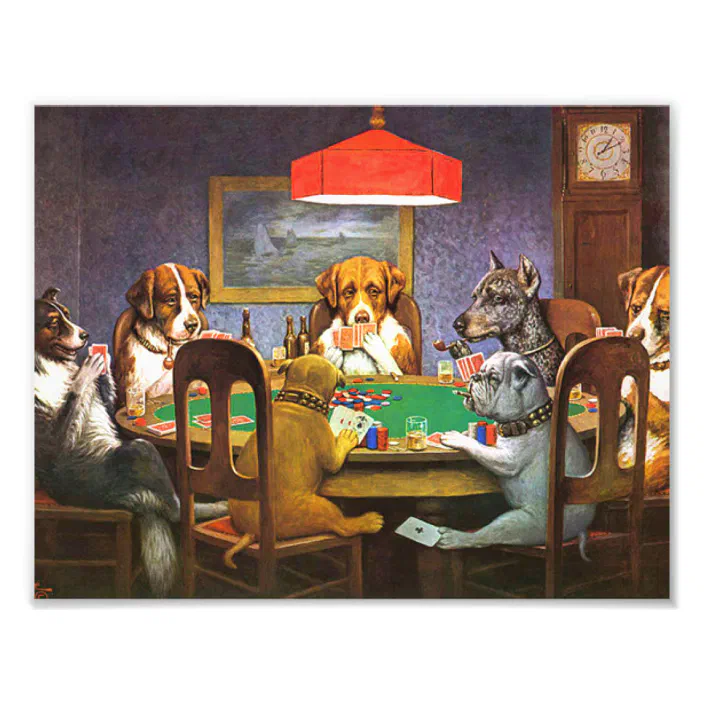 Home of Greyhound Dogs Playing Poker Canvas Wall Art 
