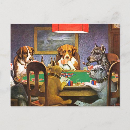 Dogs Playing Poker A Friend In Need Postcard