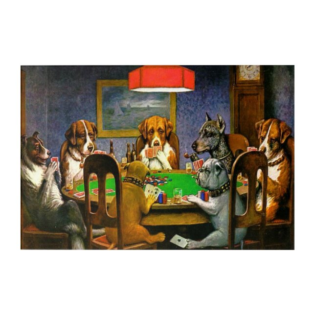 Dogs Playing Poker Acrylic Print (Front)