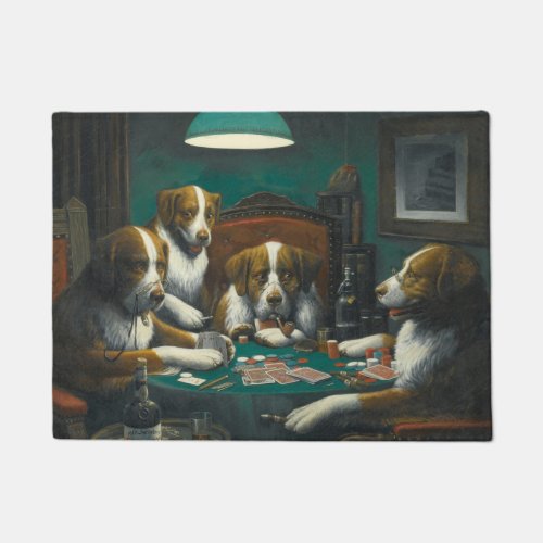 Dogs Playing Poker Animal Card Game Doormat