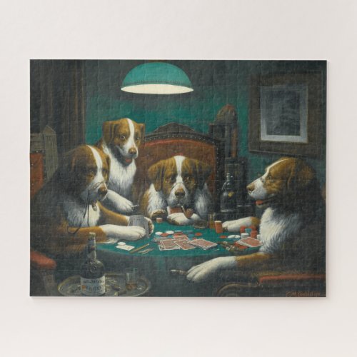 Dogs Playing Poker Animal Card Game Jigsaw Puzzle