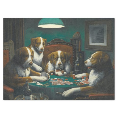 Dogs Playing Poker Animal Card Game Tissue Paper