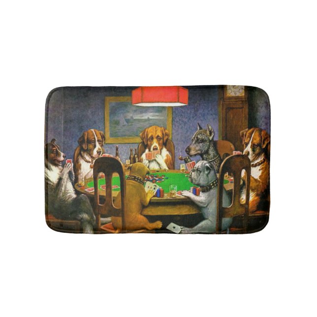Dogs Playing Poker Bathroom Mat (Front)
