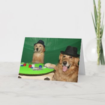 Dogs Playing Poker Birthday Card by GoldDogMagic at Zazzle