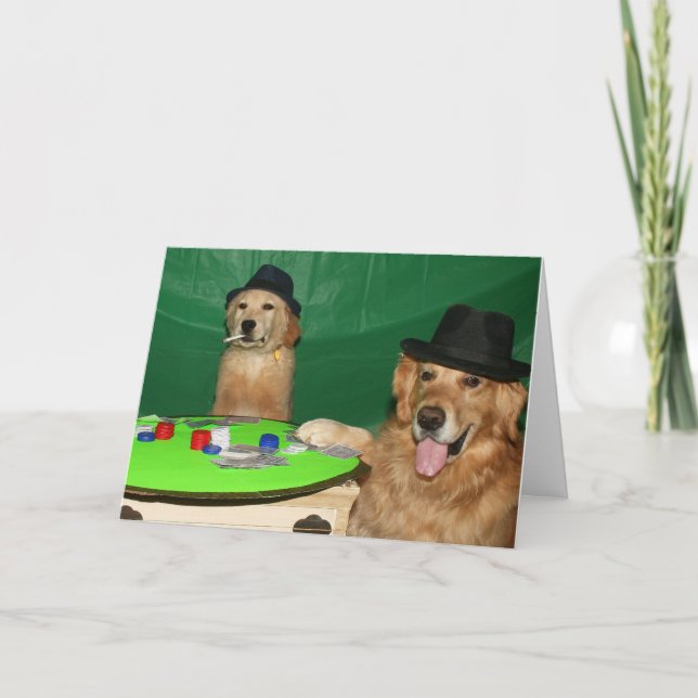Dogs Playing Poker Birthday Card (Front)