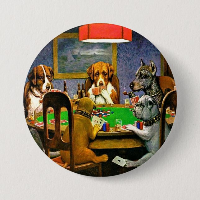 Dogs Playing Poker Button (Front)