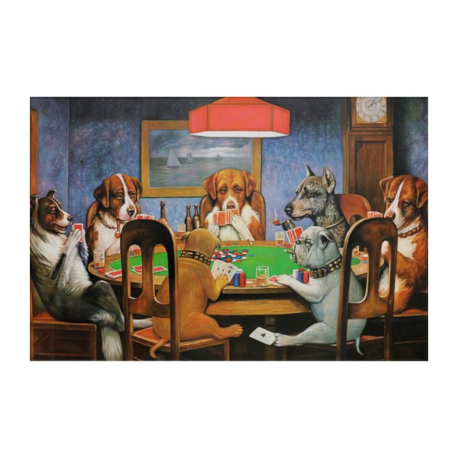 Dogs Playing Poker by C.M. Coolidge Acrylic Print (Front)