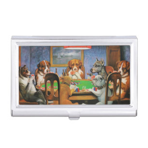 Dogs Playing Poker by C.M. Coolidge Business Card Case