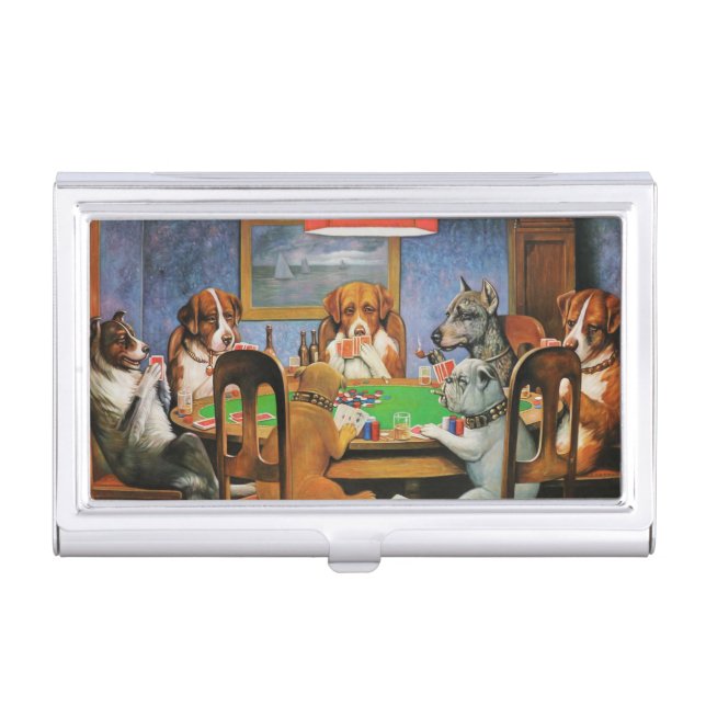 Dogs Playing Poker by C.M. Coolidge Business Card Case (Front)