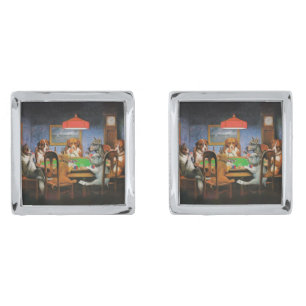 Dogs Playing Poker by C.M. Coolidge Cufflinks