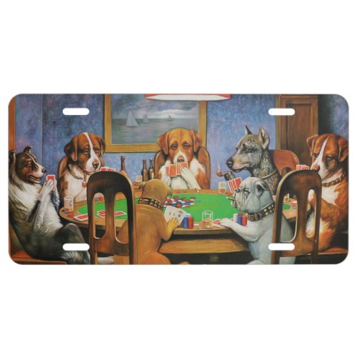 Dogs Playing Poker by C.M. Coolidge License Plate
