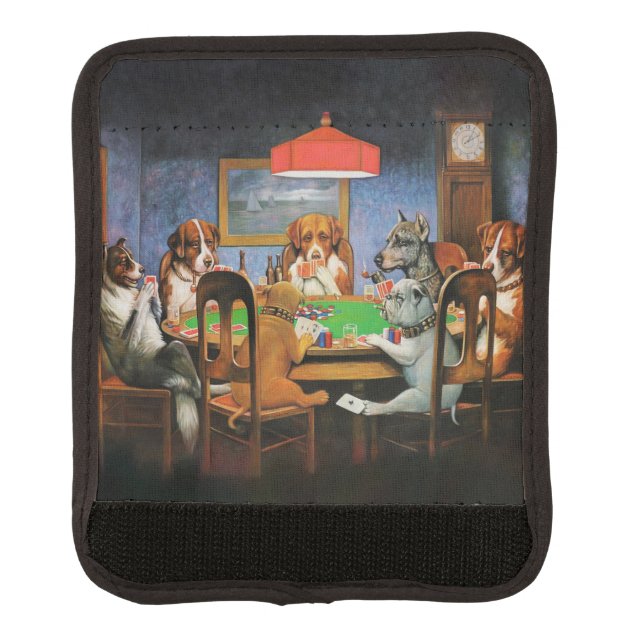 Dogs Playing Poker by C.M. Coolidge Luggage Handle Wrap (Front)
