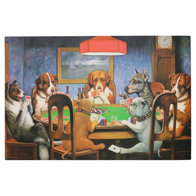 Dogs Playing Poker by C.M. Coolidge Metal Print (Front)