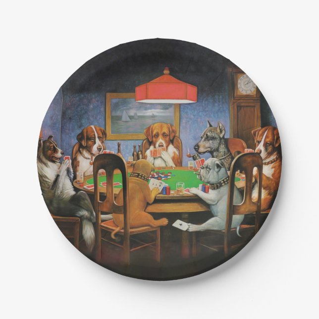Dogs Playing Poker by C.M. Coolidge Paper Plates (Front)