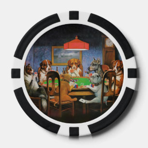 Dogs Playing Poker by C.M. Coolidge Poker Chips