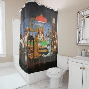 Dogs Playing Poker by C.M. Coolidge Shower Curtain
