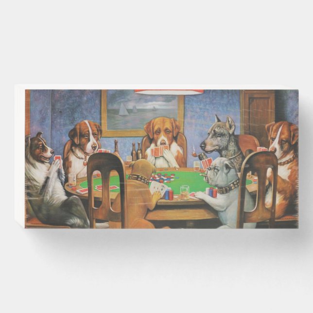 Dogs Playing Poker by C.M. Coolidge Wooden Box Sign (Front Horizontal)