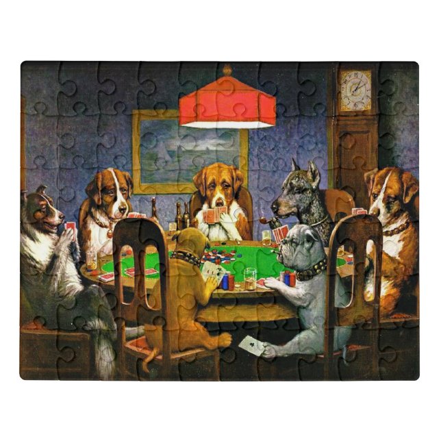 Dogs Playing Poker, C.M. Coolidge, Jigsaw Puzzle (Puzzle Horizontal)