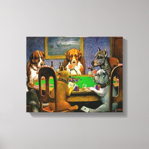 Dogs Playing Poker Canvas Print