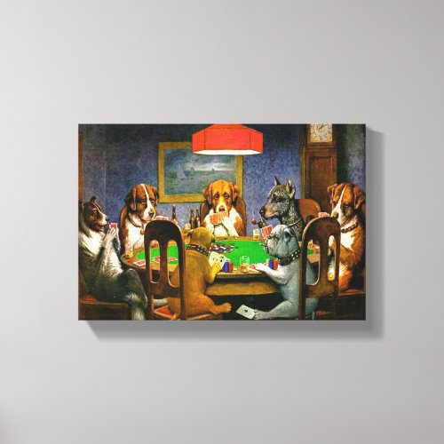 Dogs playing poker canvas print