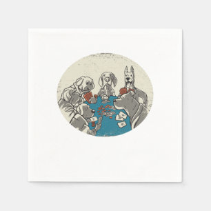 Dogs Playing Poker Cards Casino Gambling Gift Napkins