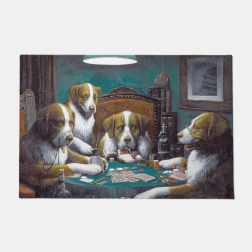 Dogs Playing Poker Cassius Marcellus Coolidge 1894 Doormat