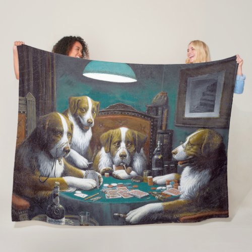 Dogs Playing Poker Cassius Marcellus Coolidge 1894 Fleece Blanket