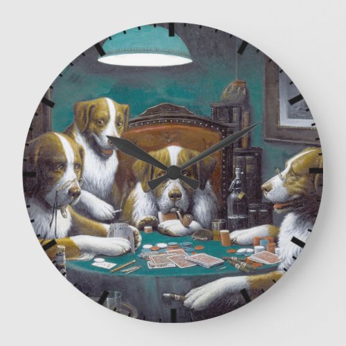 Dogs Playing Poker Cassius Marcellus Coolidge 1894 Large Clock