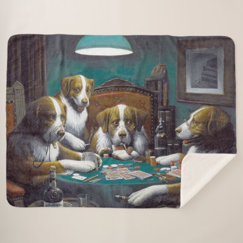 Dogs Playing Poker Cassius Marcellus Coolidge 1894 Sherpa Blanket