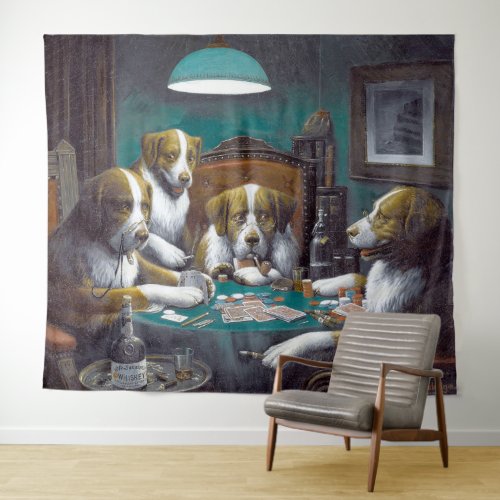 Dogs Playing Poker Cassius Marcellus Coolidge 1894 Tapestry