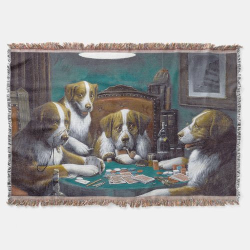Dogs Playing Poker Cassius Marcellus Coolidge 1894 Throw Blanket