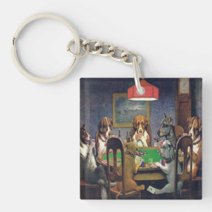 Dogs Playing Poker Custom Acrylic Keychain