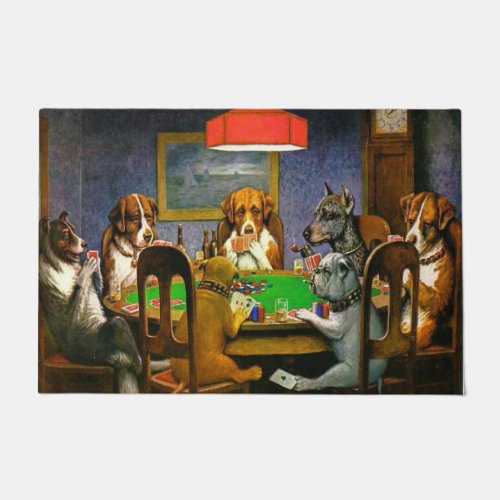 Dogs Playing Poker Door Mat